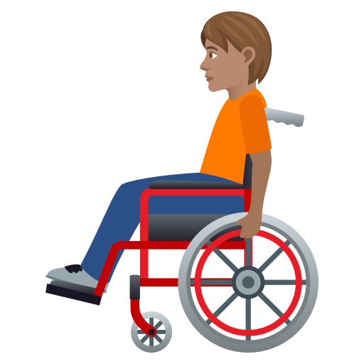 Человек в кресле-коляске с ручным приводом: средний тон кожи для JoyPixels 9.0