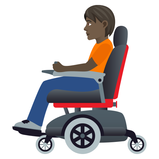 Человек в кресле-коляске с мотором: очень темный тон кожи для JoyPixels 9.0