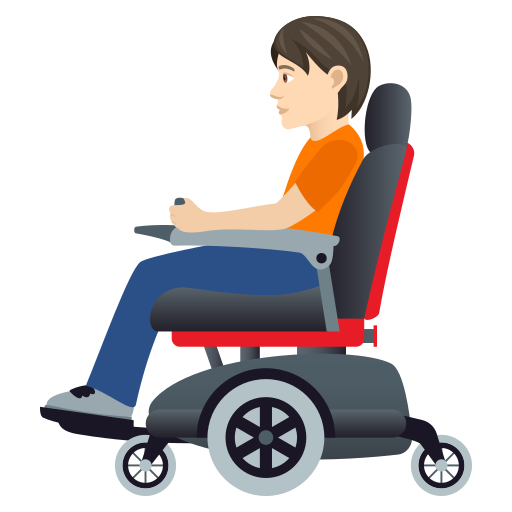 Человек в кресле-коляске с мотором: очень светлый тон кожи для JoyPixels 9.0