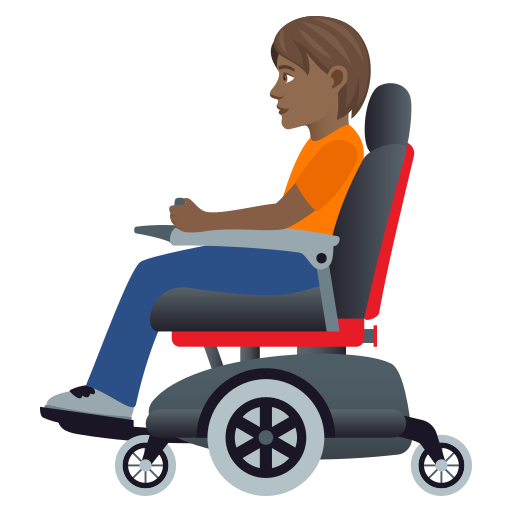 Человек в кресле-коляске с мотором: темный тон кожи для JoyPixels 9.0