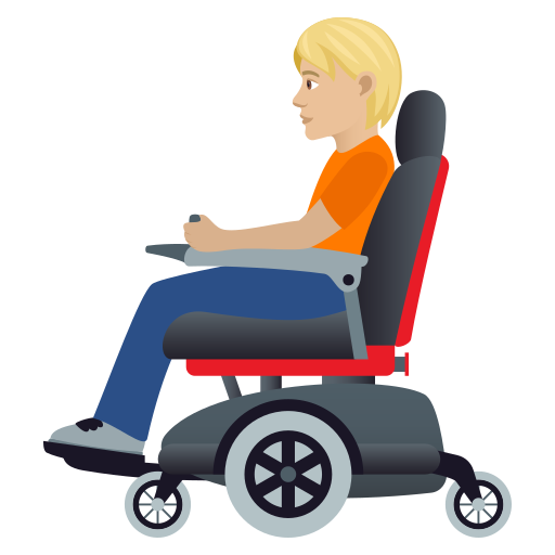 Людина в кріслі-візку з мотором: світлий тон шкіри для JoyPixels 9.0