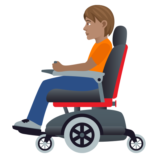 Людина в кріслі-колясці з мотором: середній тон шкіри для JoyPixels 9.0