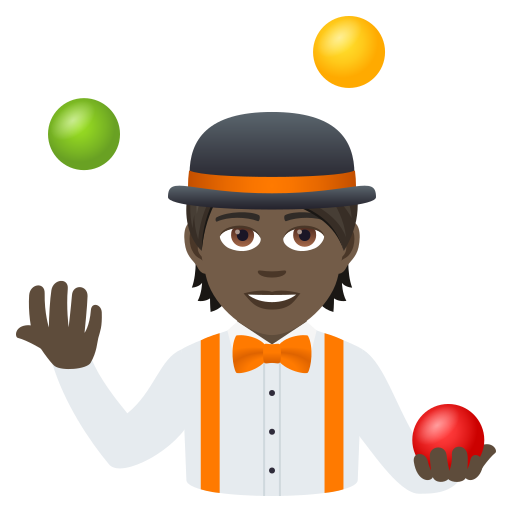 Жонглер: дуже темний тон шкіри для JoyPixels 9.0