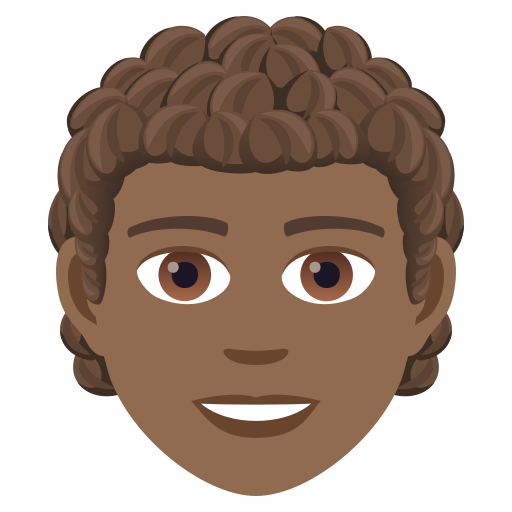 Взрослый: темный тон кожи кудрявые волосы для JoyPixels 9.0