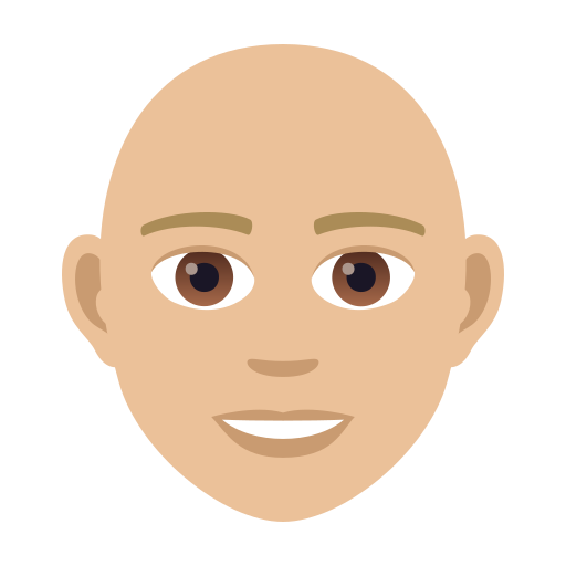 Дорослий: світлий тон шкіри без волосся для JoyPixels 9.0