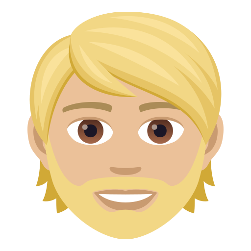 Бородатий чоловік: світлий тон шкіри для JoyPixels 9.0