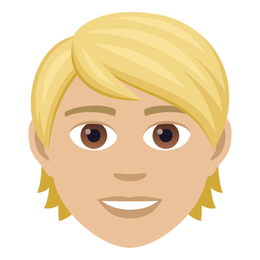 Человек со светлыми волосами: светлый тон кожи для JoyPixels 9.0