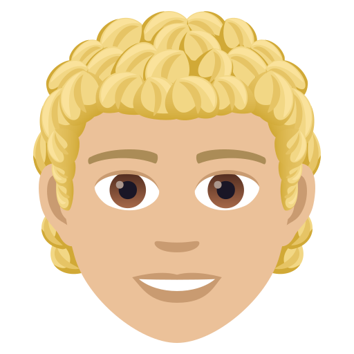 Взрослый: светлый тон кожи кудрявые волосы для JoyPixels 9.0