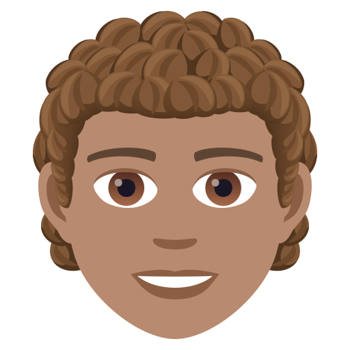 Дорослий: середній тон шкіри кучеряве волосся для JoyPixels 9.0