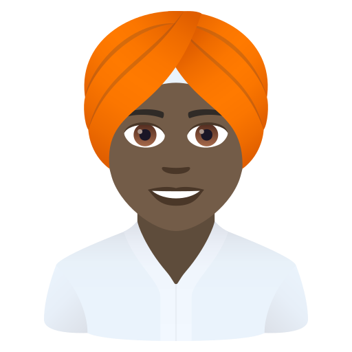 Человек в тюрбане: очень темный тон кожи для JoyPixels 9.0