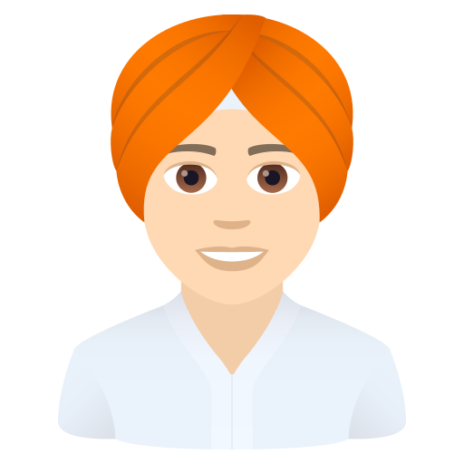 Людина в тюрбані: дуже світлий тон шкіри для JoyPixels 9.0