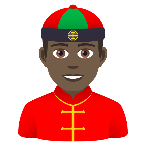 Чоловік у китайській шапці: дуже темний тон шкіри для JoyPixels 9.0