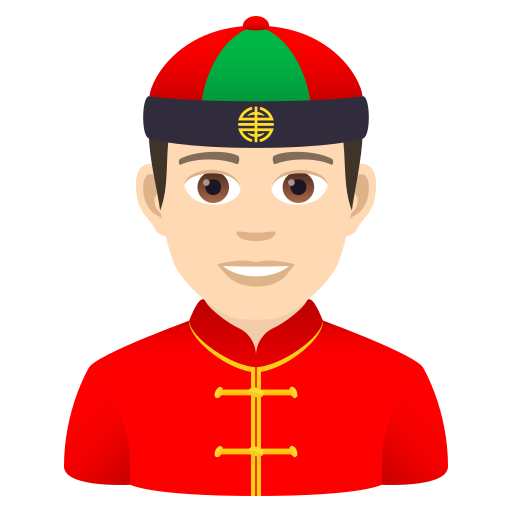 Мужчина в китайской шапке: очень светлый тон кожи для JoyPixels 9.0