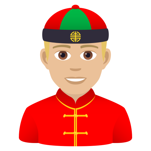 Чоловік в китайській шапці: світлий тон шкіри для JoyPixels 9.0