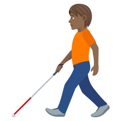 Человек с белой тростью: темный тон кожи для JoyPixels 9.0