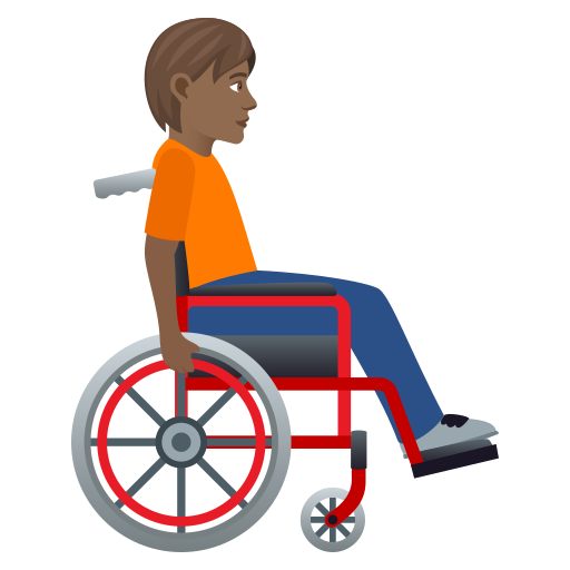 Людина в ручному інвалідному візку, дивиться вправо: середньо-темний тон шкіри для JoyPixels 9.0