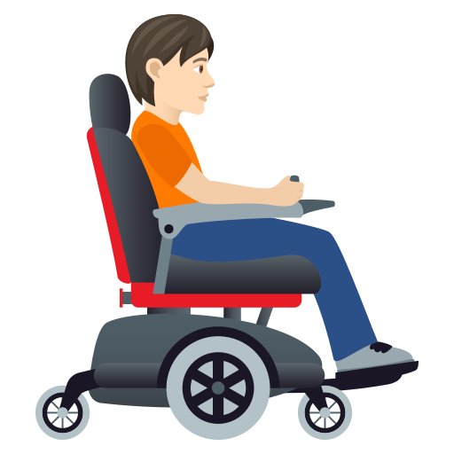 Людина в моторизованому інвалідному візку, дивлячись праворуч: світлий тон шкіри для JoyPixels 9.0