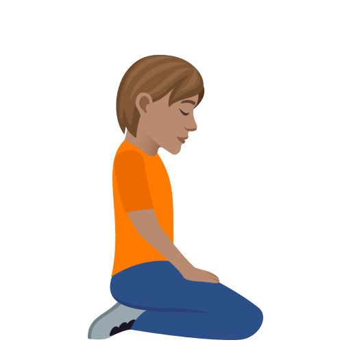 Человек стоит на коленях лицом вправо: средний тон кожи для JoyPixels 9.0