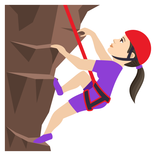 Женщина взбирается по скале: очень светлый тон кожи для JoyPixels 9.0