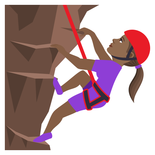 Женщина взбирается по скале: темный тон кожи для JoyPixels 9.0