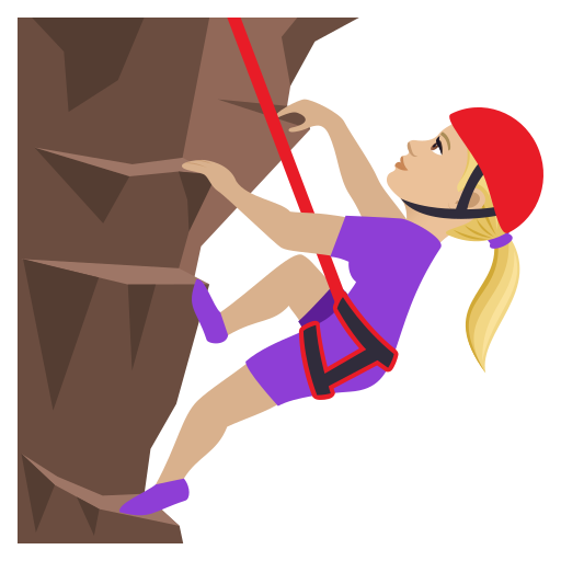 Женщина взбирается по скале: светлый тон кожи для JoyPixels 9.0