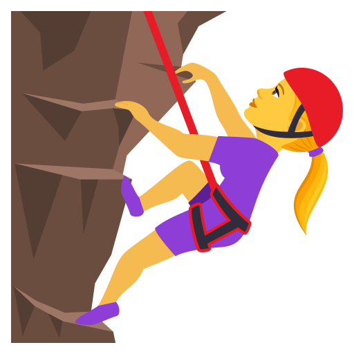 Жінка піднімається по скелі для JoyPixels 9.0