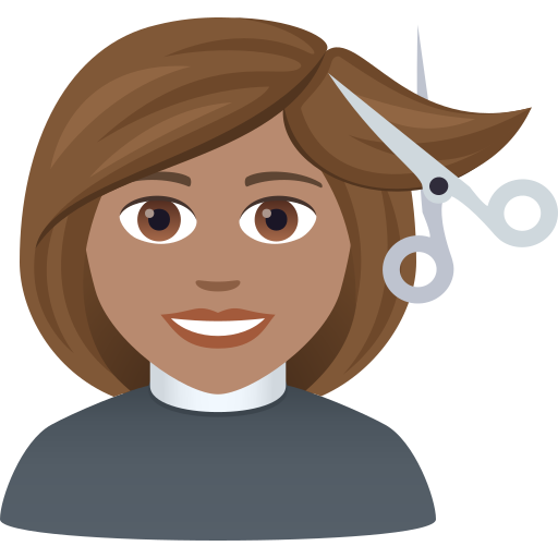 Жінка у перукаря: середній тон шкіри для JoyPixels 9.0