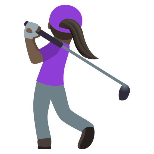 Жінка грає в гольф: дуже темний тон шкіри для JoyPixels 9.0