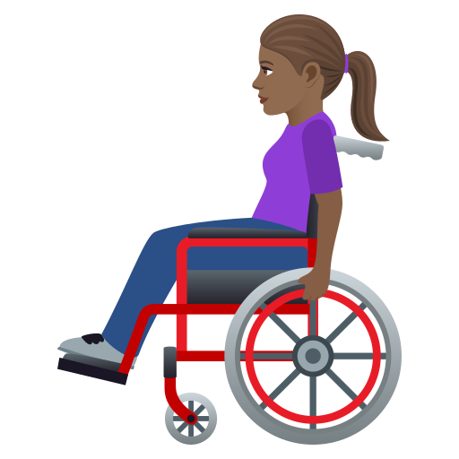 Жінка в ручному кріслі-колясці: темний тон шкіри для JoyPixels 9.0