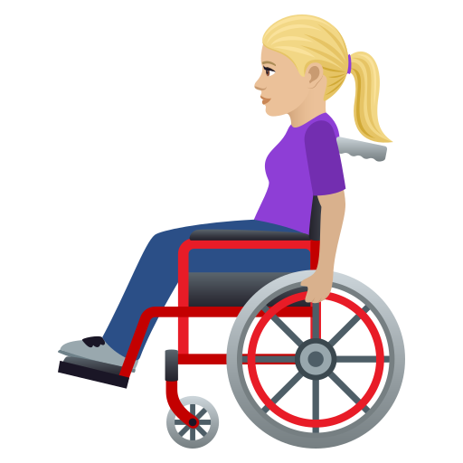 Женщина в ручном кресле-коляске: светлый тон кожи для JoyPixels 9.0