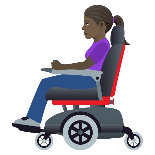 Жінка в електричному візку: дуже темний тон шкіри для JoyPixels 9.0