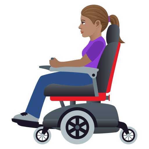 Женщина в электрическом кресле-коляске: средний тон кожи для JoyPixels 9.0