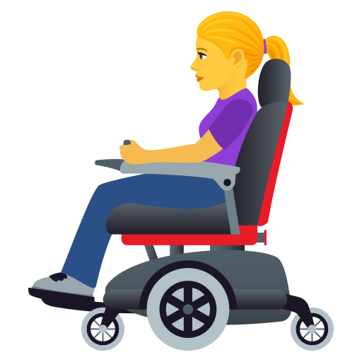 Жінка в електричному кріслі-візку для JoyPixels 9.0
