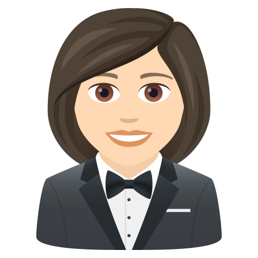 Женщина в смокинге: очень светлый тон кожи для JoyPixels 9.0