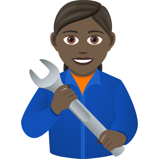 Жінка-механік: дуже темний тон шкіри для JoyPixels 9.0