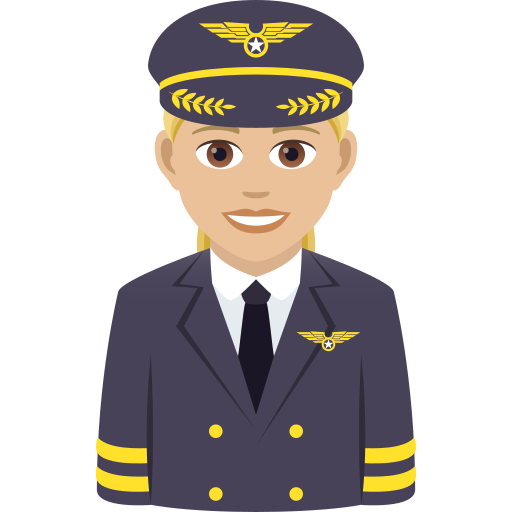 Жінка-пілот: світлий тон шкіри для JoyPixels 9.0