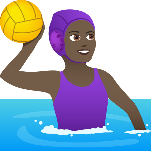 Жінка грає у водне поло: дуже темний тон шкіри для JoyPixels 9.0