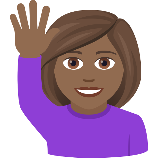 Жінка з піднятою рукою: темний тон шкіри для JoyPixels 9.0