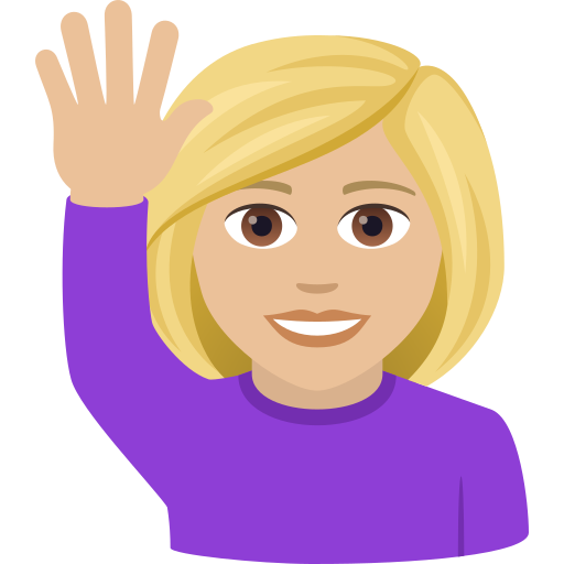 Жінка з піднятою рукою: світлий тон шкіри для JoyPixels 9.0