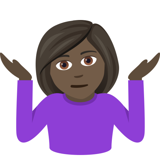 Женщина пожимает плечами: очень темный тон кожи для JoyPixels 9.0