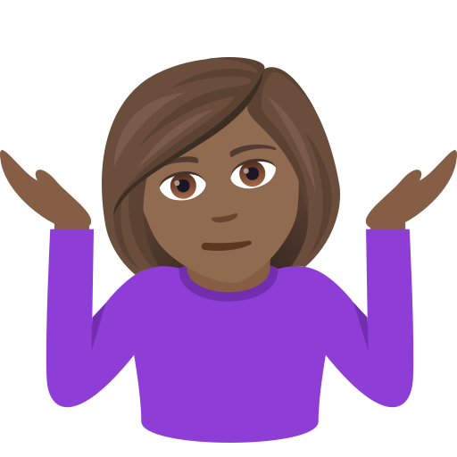 Жінка знизує плечима: темний тон шкіри для JoyPixels 9.0