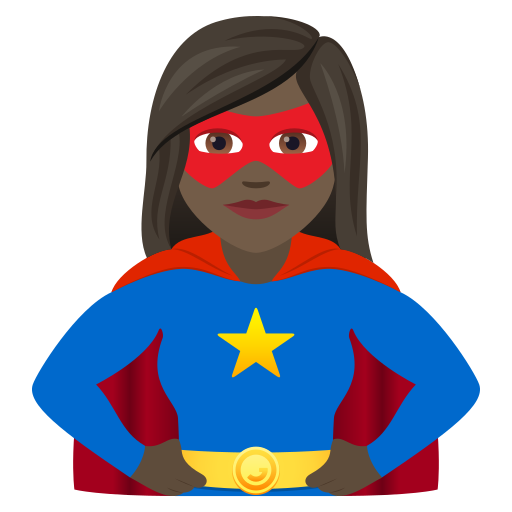 Жінка-супергерой: дуже темний тон шкіри для JoyPixels 9.0