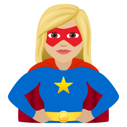 Жінка-супергерой: світлий тон шкіри для JoyPixels 9.0