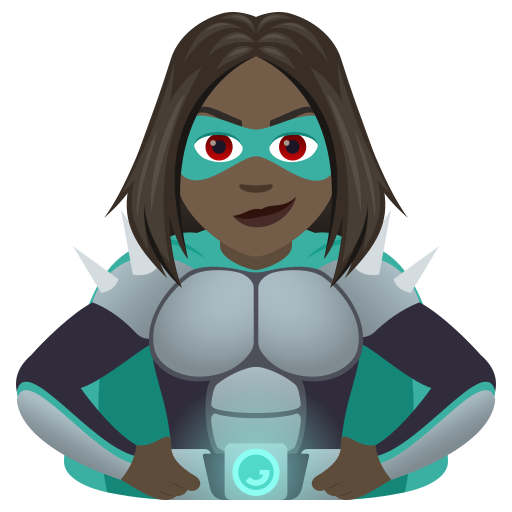 Жінка-суперлиходій: дуже темний тон шкіри для JoyPixels 9.0