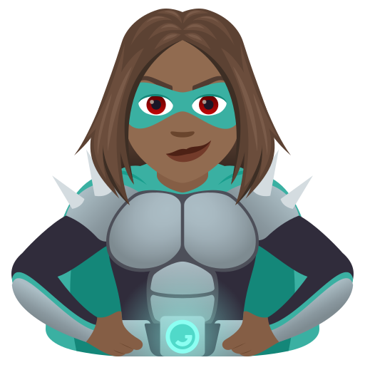 Жінка-суперлиходій: темний тон шкіри для JoyPixels 9.0