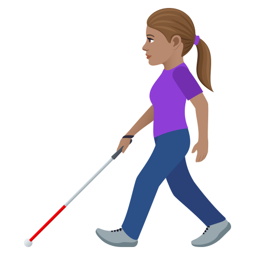 Женщина с тростью для ходьбы: средний тон кожи для JoyPixels 9.0