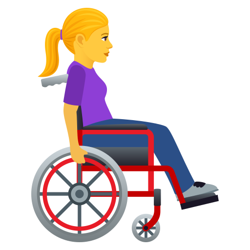 Женщина в ручном инвалидном кресле, смотрит вправо для JoyPixels 9.0