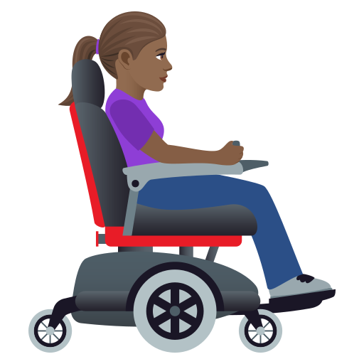 Женщина в моторизованной инвалидной коляске, смотрит вправо: средне-темный тон кожи для JoyPixels 9.0