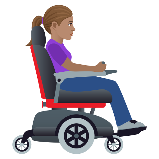 Женщина в моторизованной инвалидной коляске, смотрящая вправо: средний тон кожи для JoyPixels 9.0