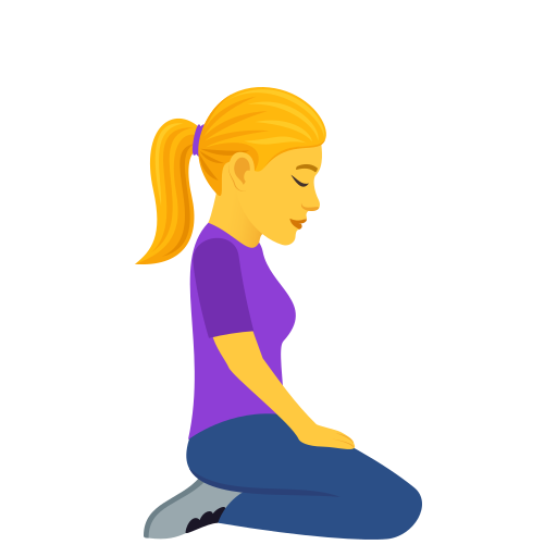 Женщина стоит на коленях лицом вправо для JoyPixels 9.0